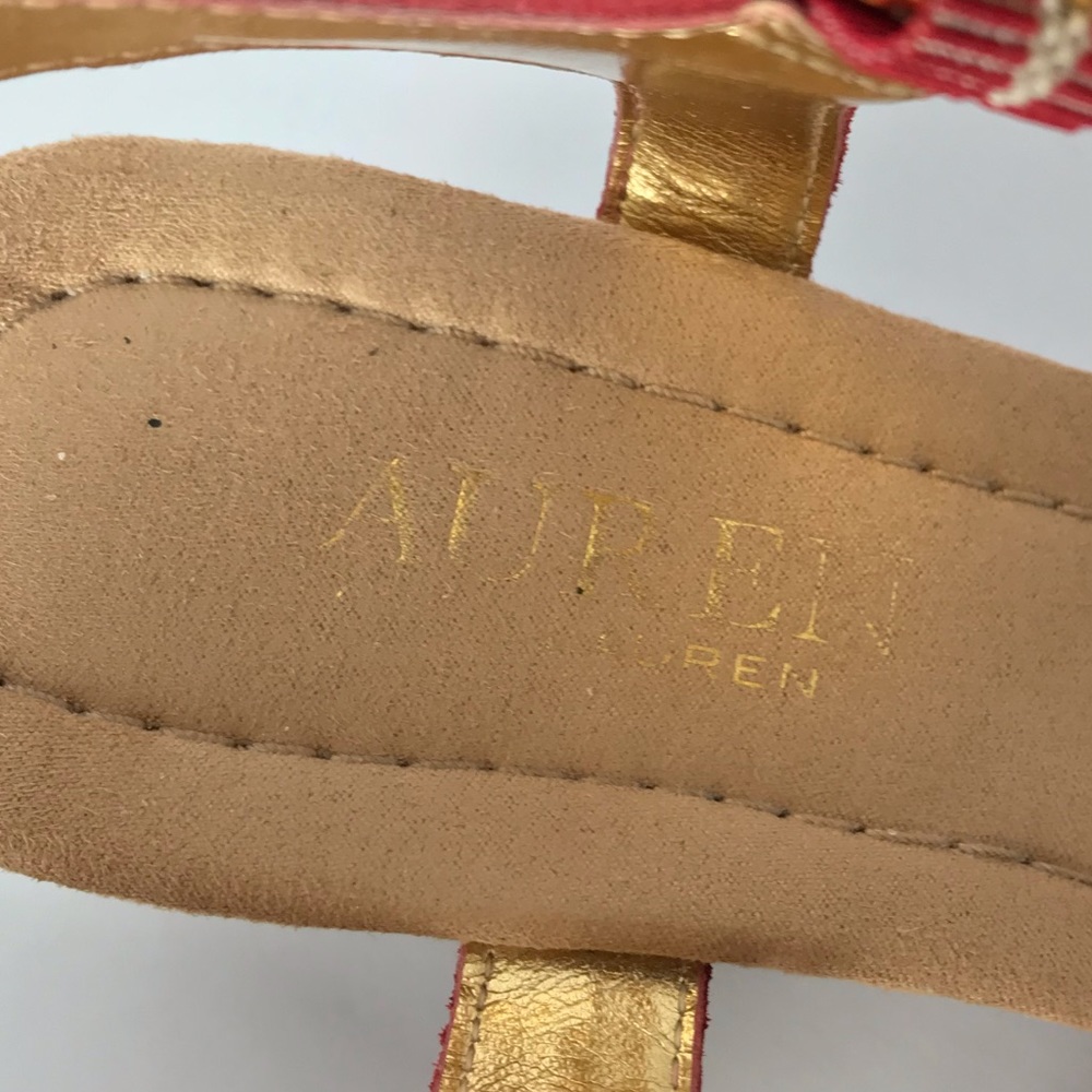 Ralph Lauren Red Laurissa Wedge Sandals Leather - Picture 4 of 8